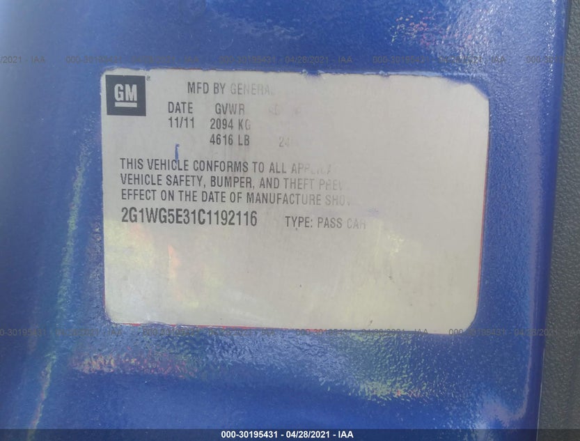 2G1WG5E31C1192116
