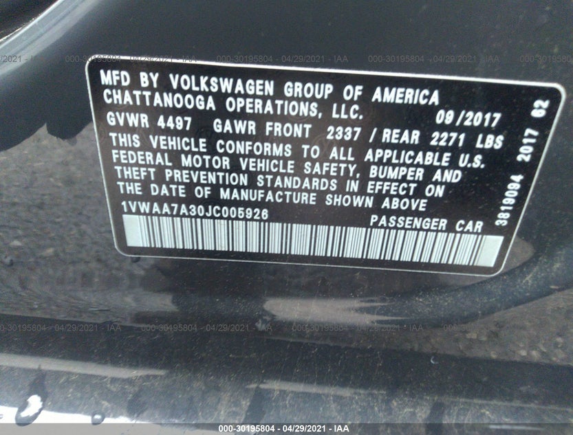 1VWAA7A30JC005926