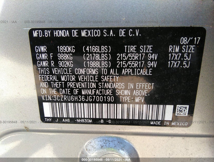 3CZRU6H36JG700190