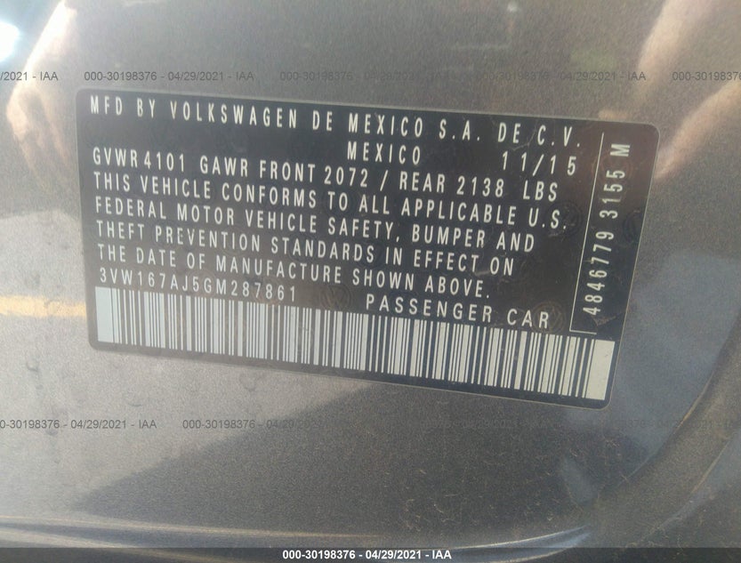3VW167AJ5GM287861