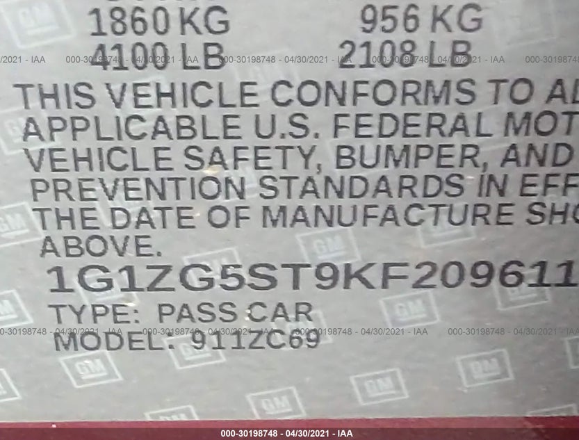 1G1ZG5ST9KF209611