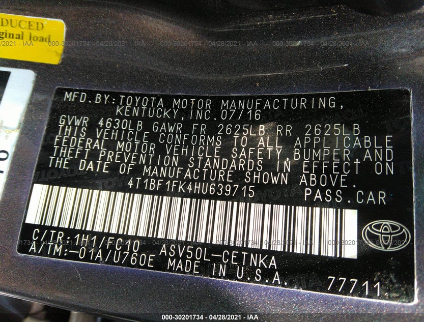 4T1BF1FK4HU639715