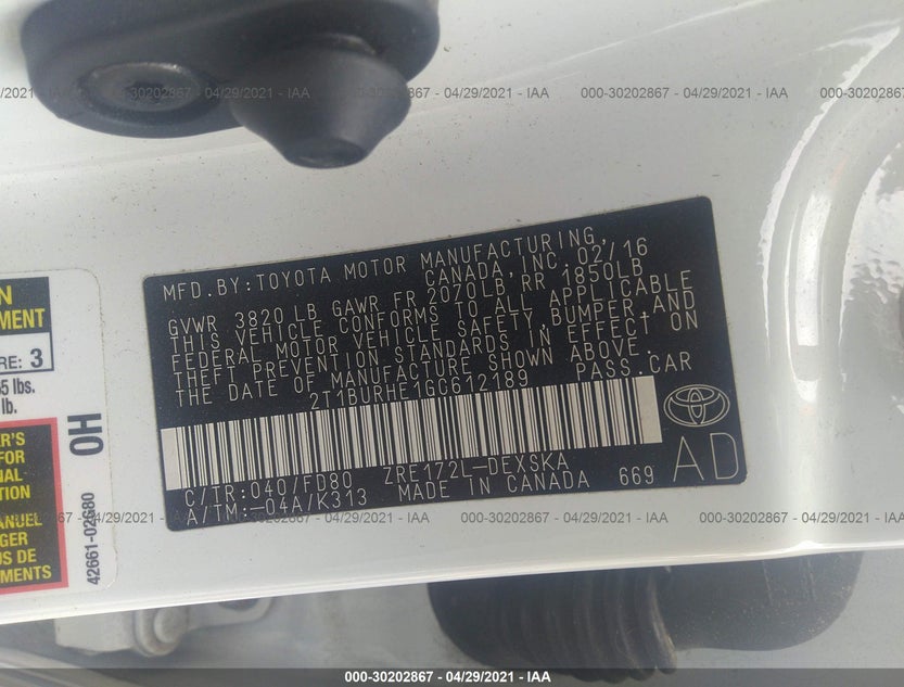 2T1BURHE1GC612189