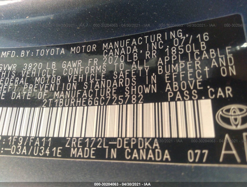 2T1BURHE6GC725782