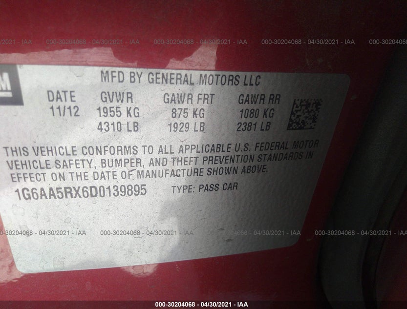 1G6AA5RX6D0139895