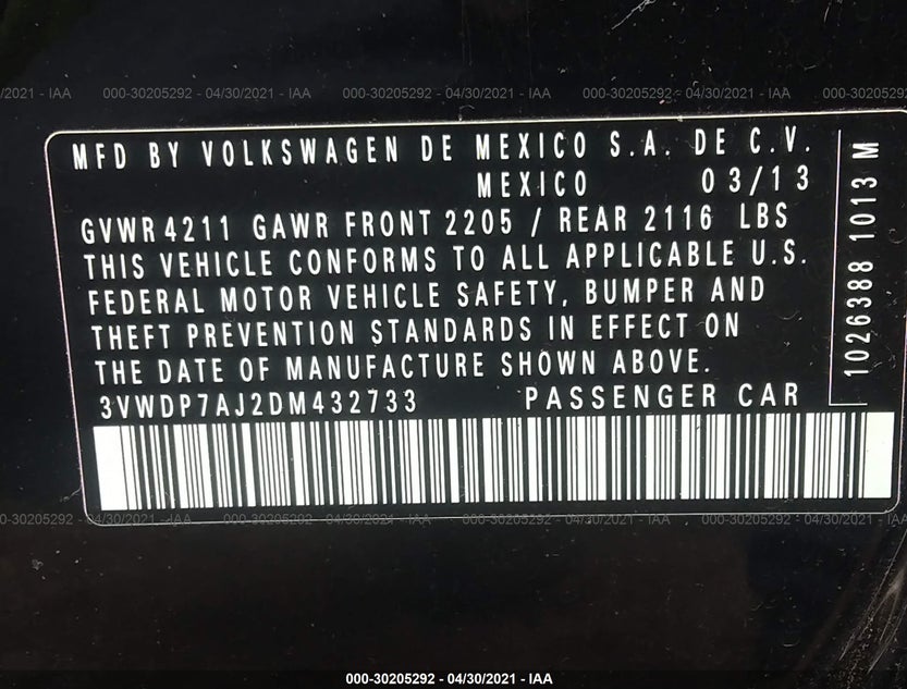 3VWDP7AJ2DM432733
