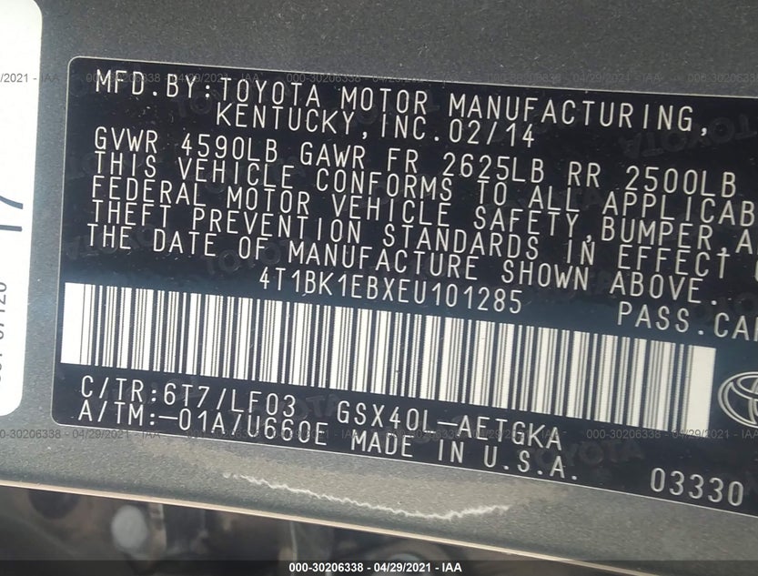 4T1BK1EBXEU101285