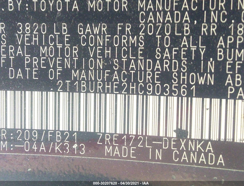 2T1BURHE2HC903561