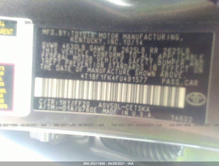 4T1BF1FK4FU491577