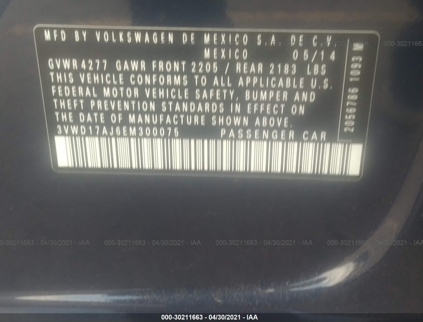 3VWD17AJ6EM300075