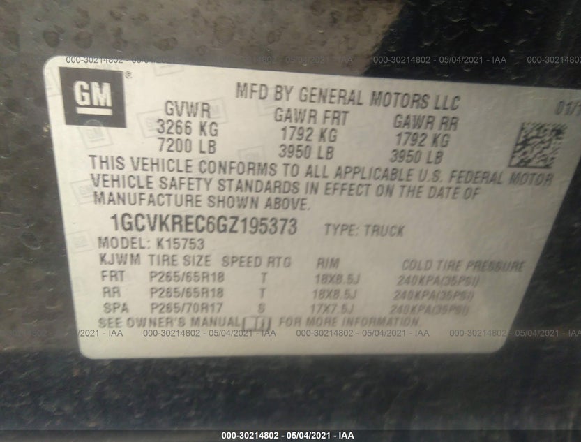 1GCVKREC6GZ195373