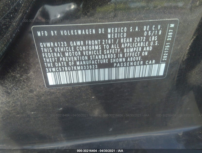 3VWC57BU7KM033923