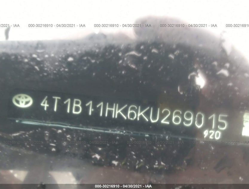 4T1B11HK6KU269015