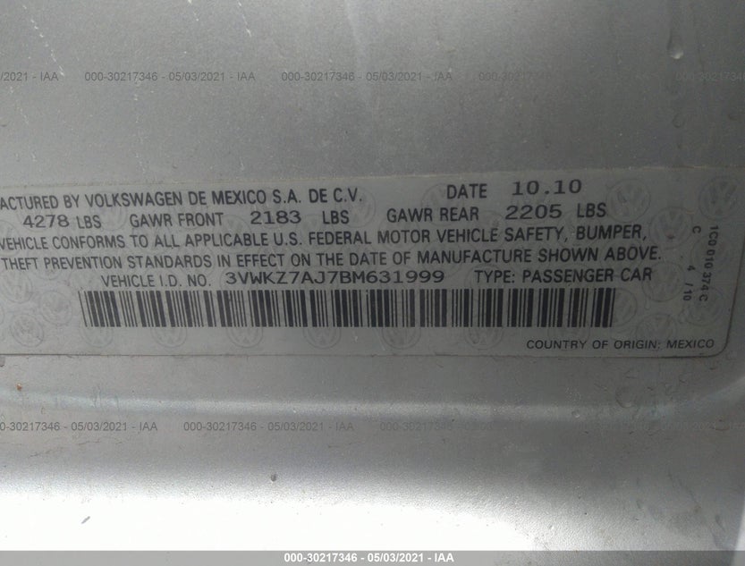 3VWKZ7AJ7BM631999