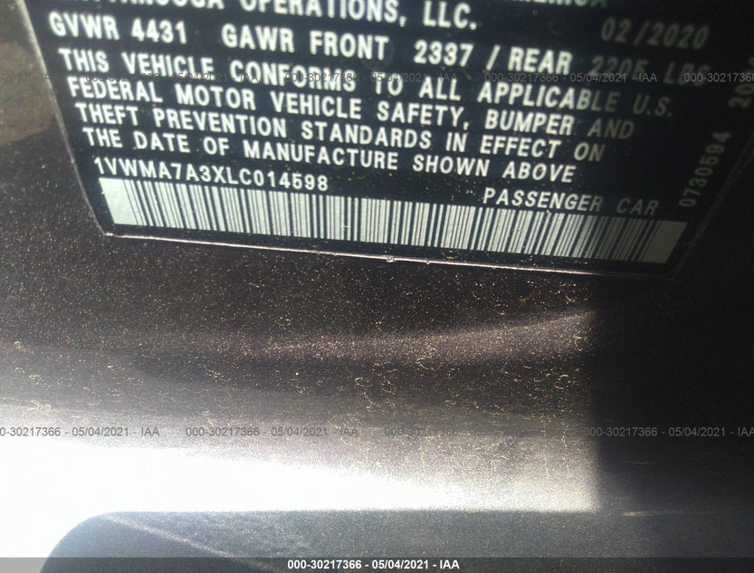 1VWMA7A3XLC014598