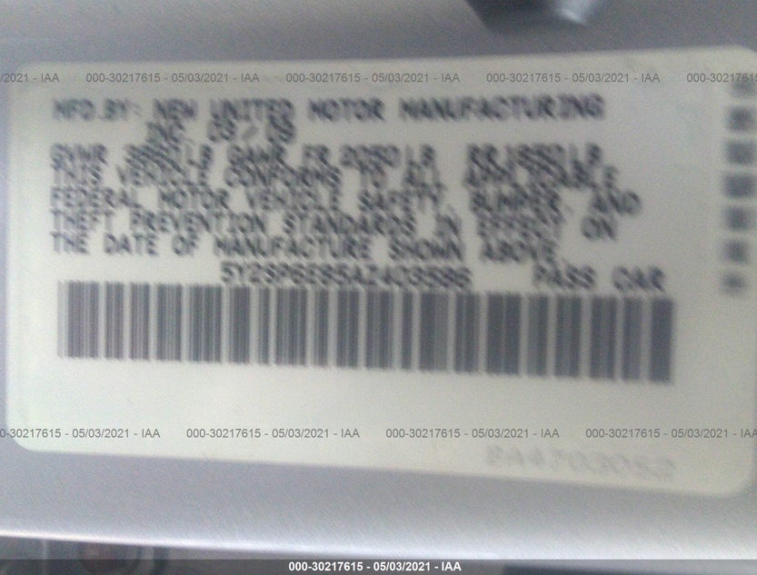 5Y2SP6E85AZ403586