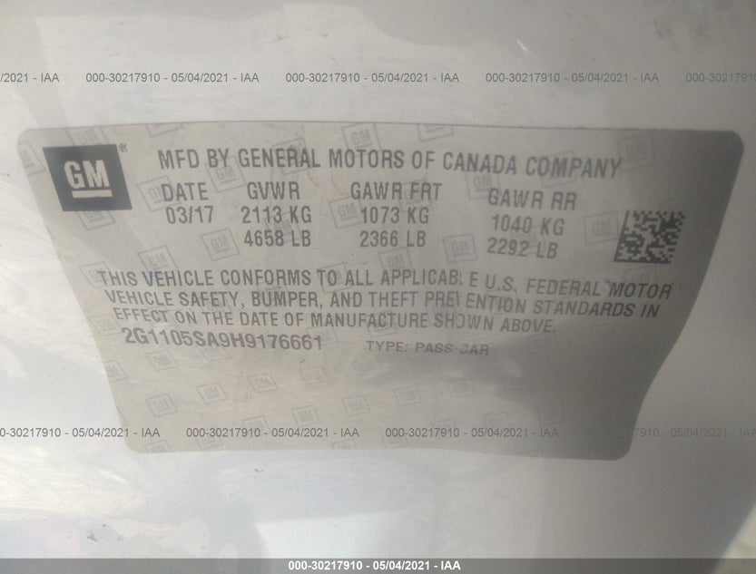 2G1105SA9H9176661