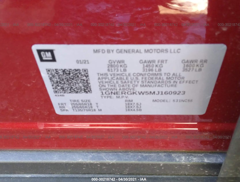 1GNERGKW5MJ160923