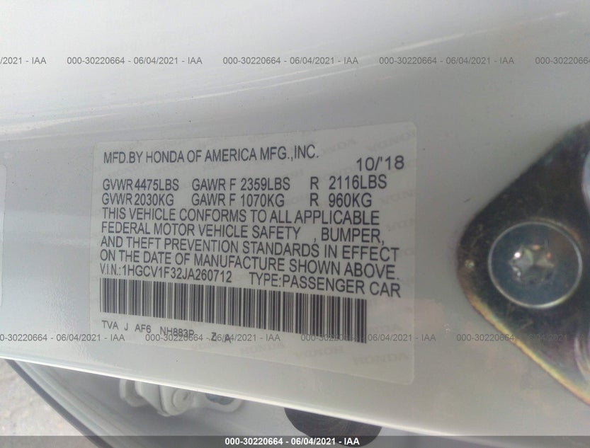 1HGCV1F32JA260712