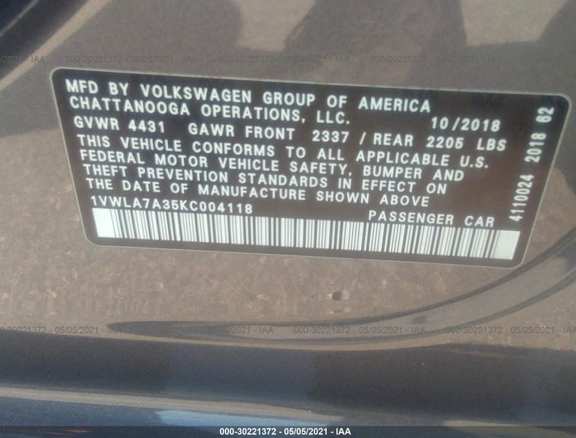 1VWLA7A35KC004118
