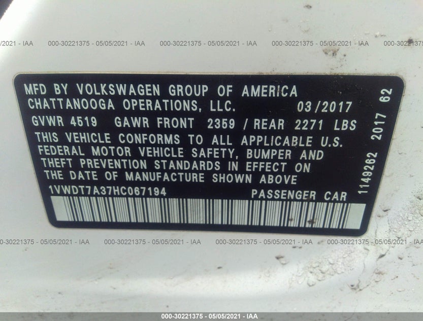 1VWDT7A37HC067194