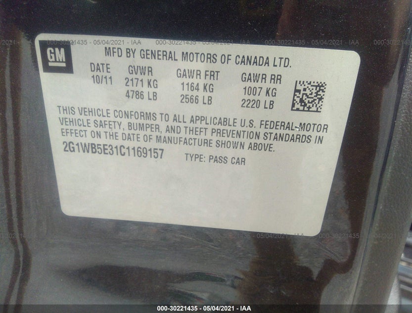 2G1WB5E31C1169157