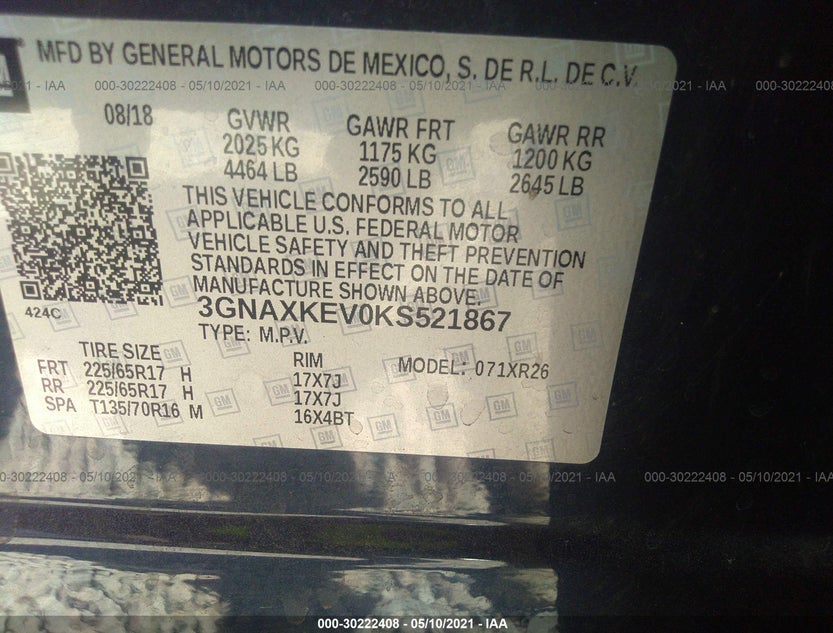 3GNAXKEV0KS521867