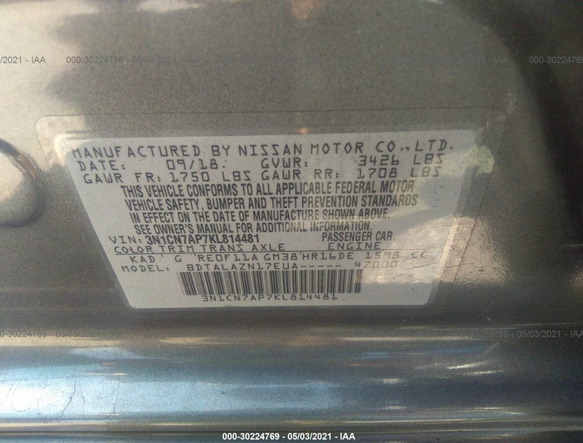 3N1CN7AP7KL814481