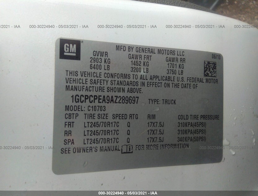 1GCPCPEA9AZ289697
