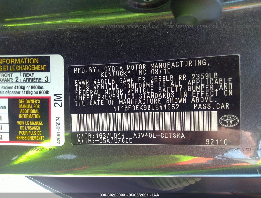 4T1BF3EK9BU641352