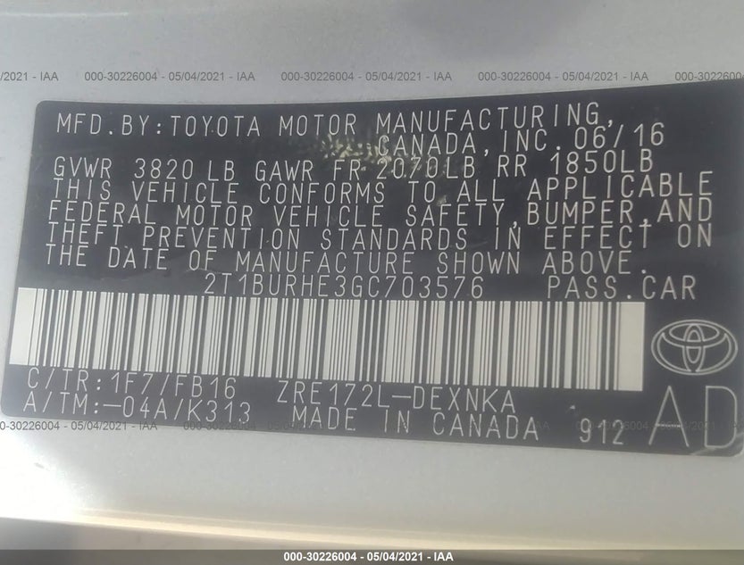 2T1BURHE3GC703576