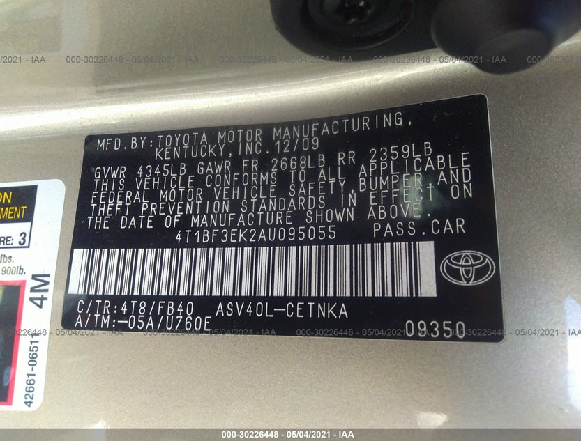 4T1BF3EK2AU095055