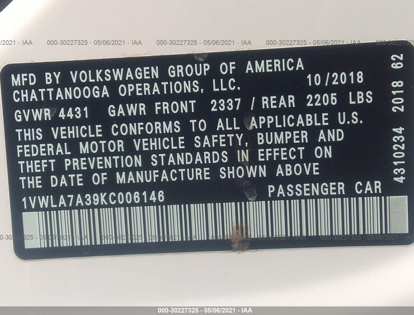 1VWLA7A39KC006146
