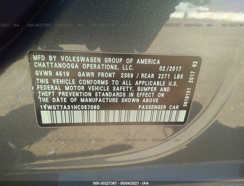 1VWGT7A31HC057080