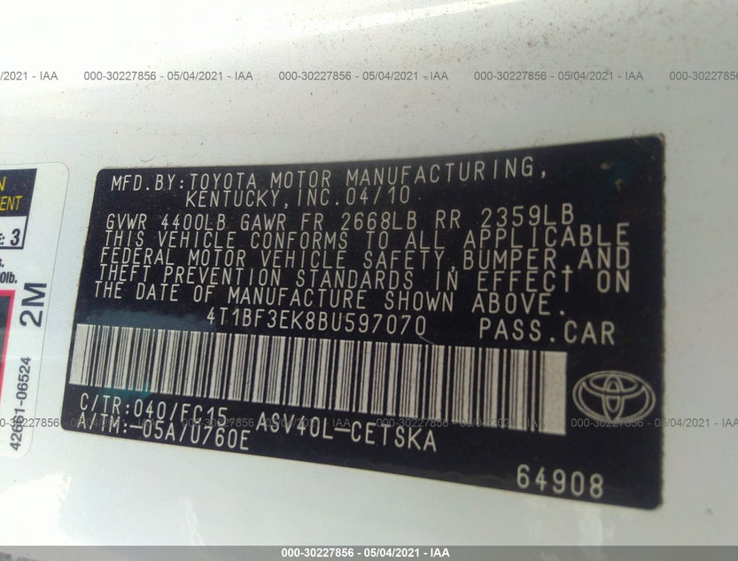 4T1BF3EK8BU597070