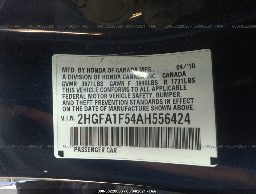 2HGFA1F54AH556424