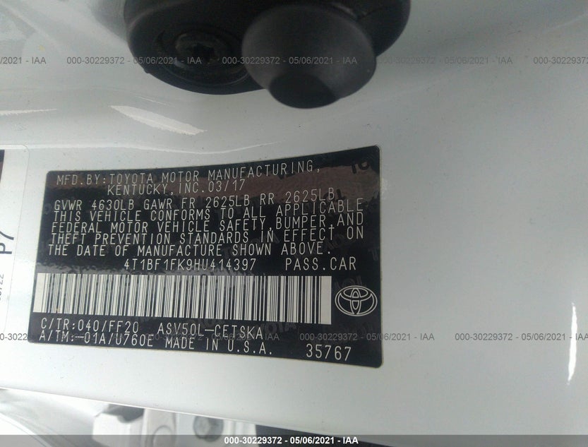 4T1BF1FK9HU414397
