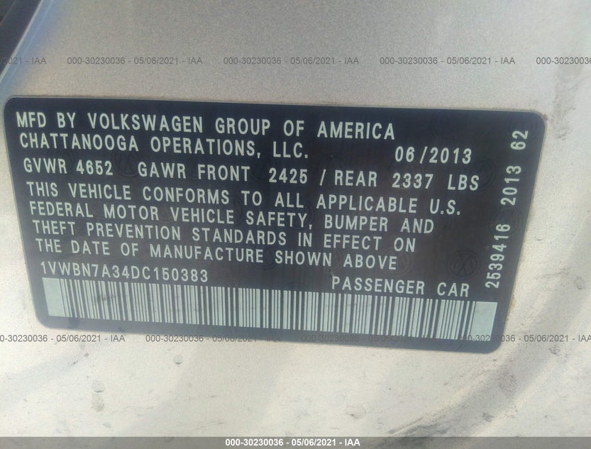1VWBN7A34DC150383