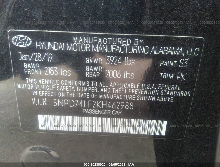 5NPD74LF2KH462988
