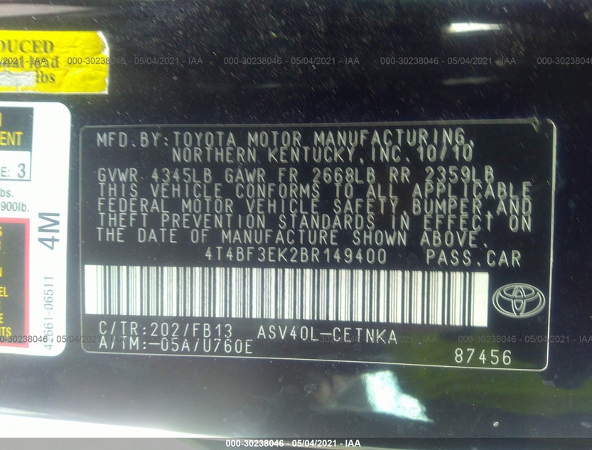 4T4BF3EK2BR149400