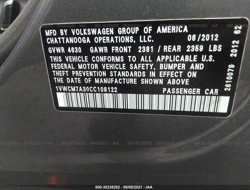 1VWCM7A30CC108122