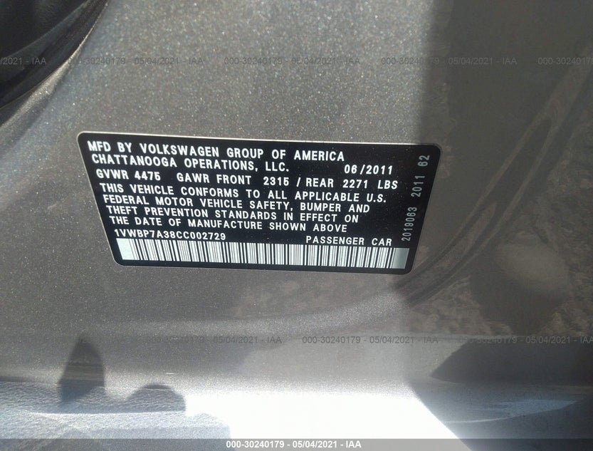1VWBP7A38CC002729