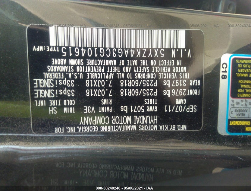 5XYZK4AG3CG104615