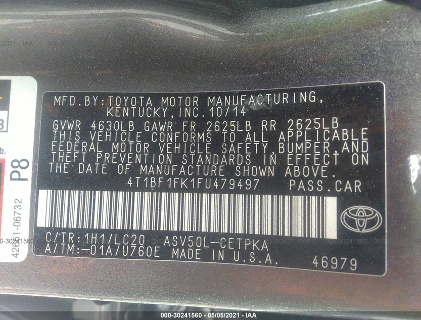 4T1BF1FK1FU479497