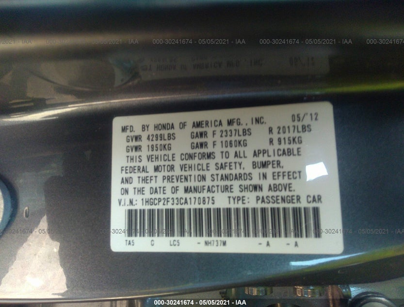 1HGCP2F33CA170875