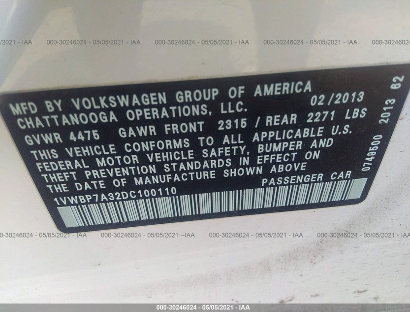 1VWBP7A32DC100110