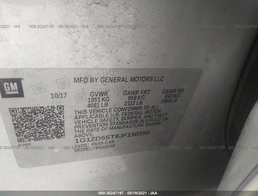 1G1ZD5ST9JF150356