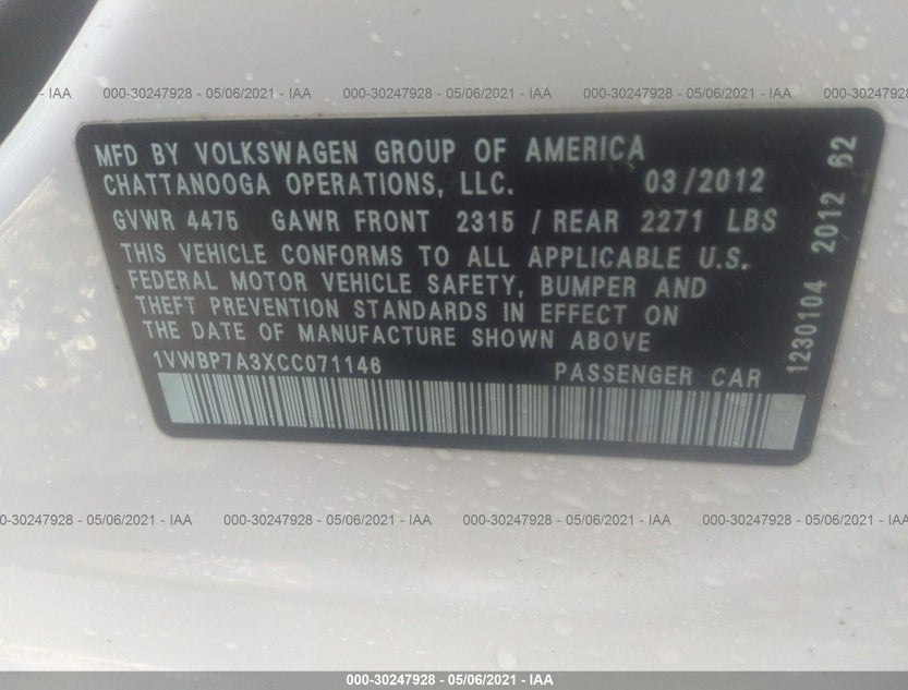 1VWBP7A3XCC071146