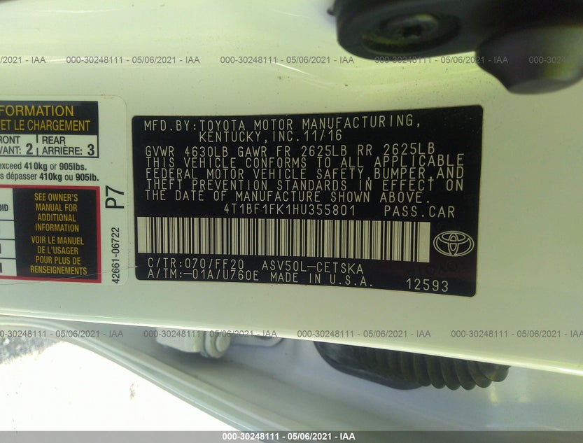 4T1BF1FK1HU355801