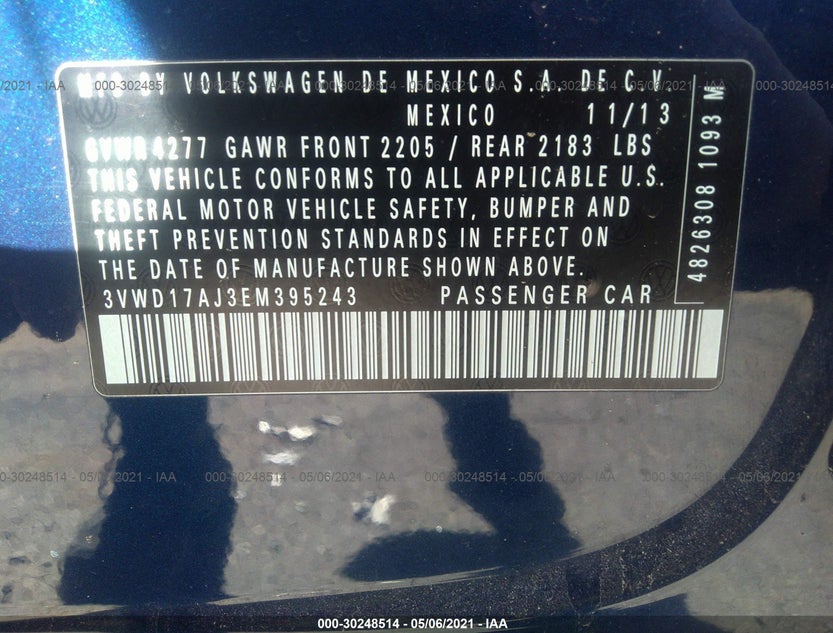 3VWD17AJ3EM395243